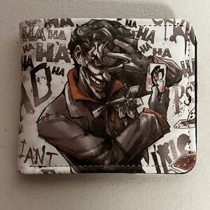 Joker DC Faux Leather Wallet Grey White Money Holder Comics Batman